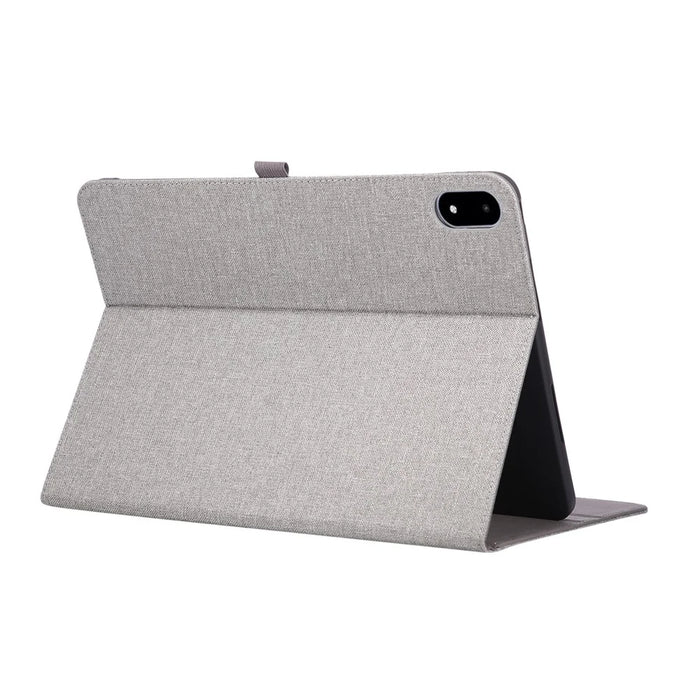 For OnePlus Pad 3 Case with Stand Card Holder Cloth Texture Leather Tablet Cover - Grey - 4