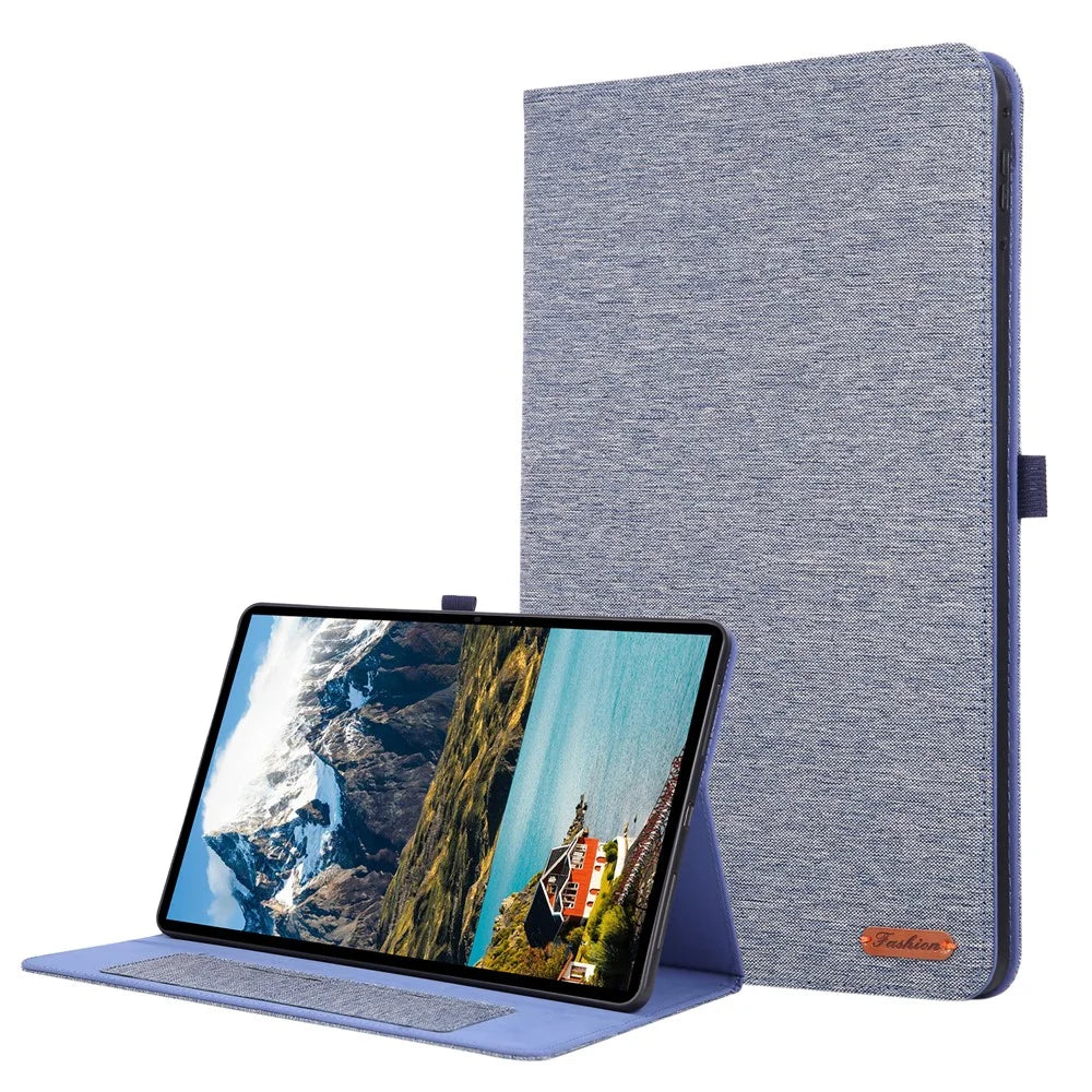 For Infinix Xpad GT Case with Stand Card Holder Cloth Texture Leather Tablet Cover - Blue - 1