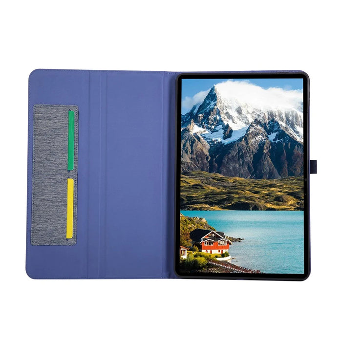 For Infinix Xpad GT Case with Stand Card Holder Cloth Texture Leather Tablet Cover - Blue - 2