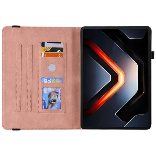 For Infinix Xpad GT Case Butterfly Flower Imprint PU Leather Tablet Cover with Card Slots - Pink - 2
