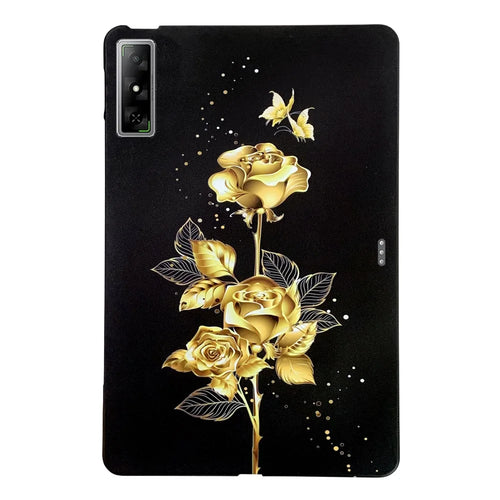 For Infinix Xpad GT TPU Case Pattern Printing Slim Tablet Protective Cover - Golden Butterfly Rose - 1