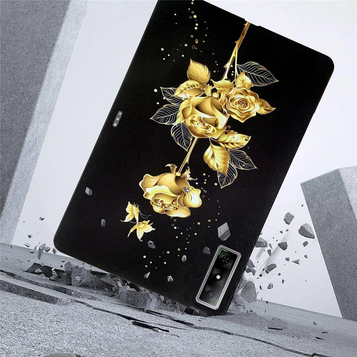 For Infinix Xpad GT TPU Case Pattern Printing Slim Tablet Protective Cover - Golden Butterfly Rose - 2