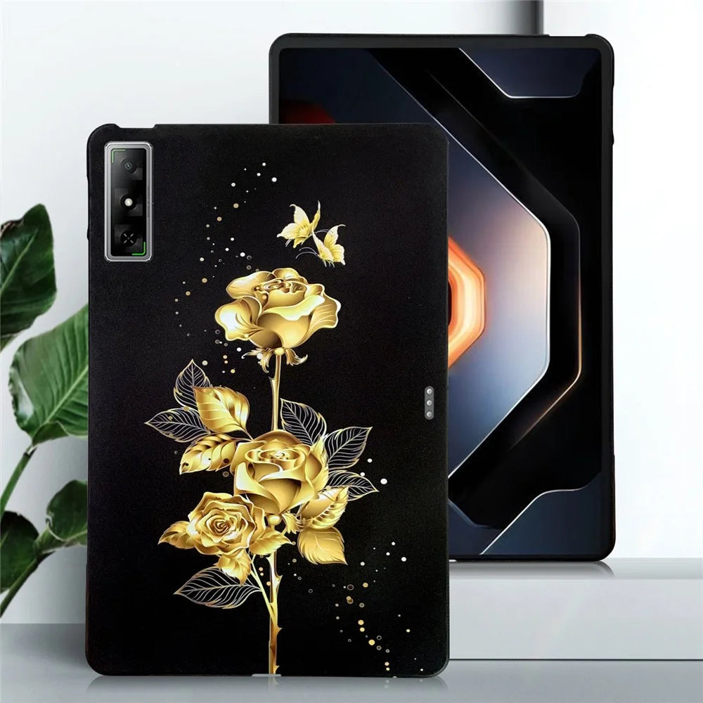 For Infinix Xpad GT TPU Case Pattern Printing Slim Tablet Protective Cover - Golden Butterfly Rose - 3