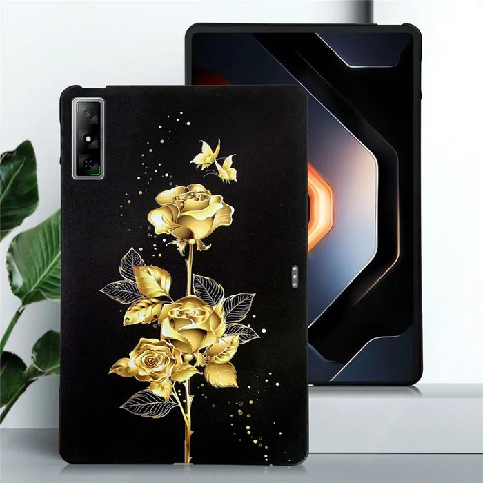 For Infinix Xpad GT TPU Case Pattern Printing Slim Tablet Protective Cover - Golden Butterfly Rose - 3