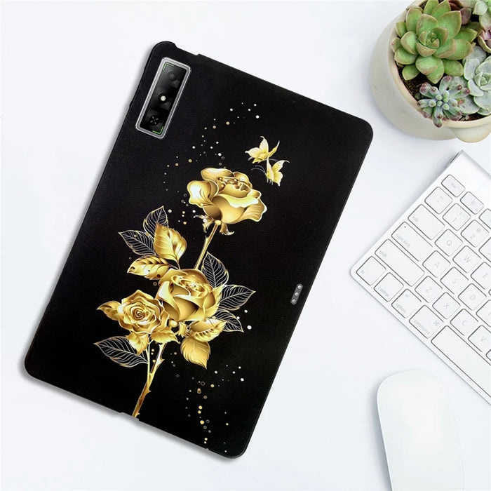 For Infinix Xpad GT TPU Case Pattern Printing Slim Tablet Protective Cover - Golden Butterfly Rose - 4