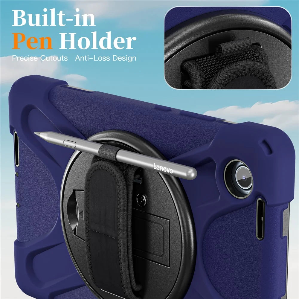 For Lenovo Tab K9 / Tab One Case TPU + PC + Silicone Kickstand Anti Drop Tablet Cover - Navy Blue - 6