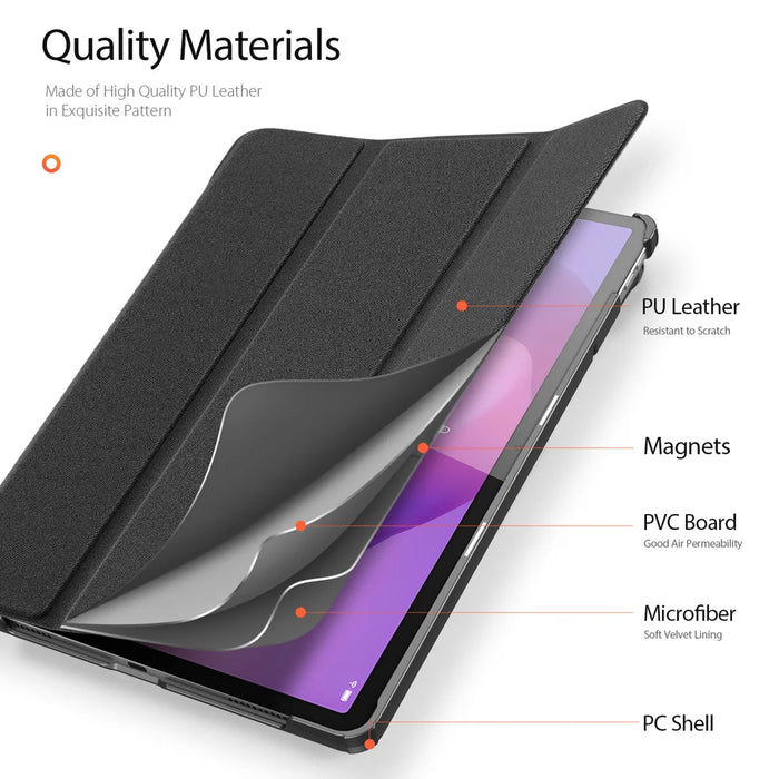 DUX DUCIS For Lenovo Tab K11 Gen 2 / Lenovo Idea Tab Case  Domo Series Tri-fold Stand PU Leather Protective Tablet Cover - Black - 5