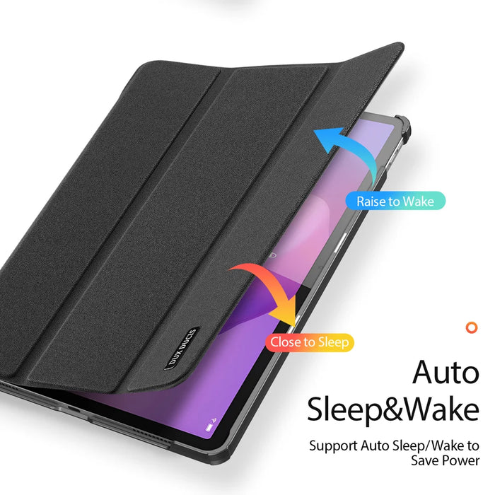 DUX DUCIS For Lenovo Tab K11 Gen 2 / Lenovo Idea Tab Case  Domo Series Tri-fold Stand PU Leather Protective Tablet Cover - Black - 6
