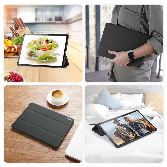 DUX DUCIS For Lenovo Tab K11 Gen 2 / Lenovo Idea Tab Case  Domo Series Tri-fold Stand PU Leather Protective Tablet Cover - Black - 7