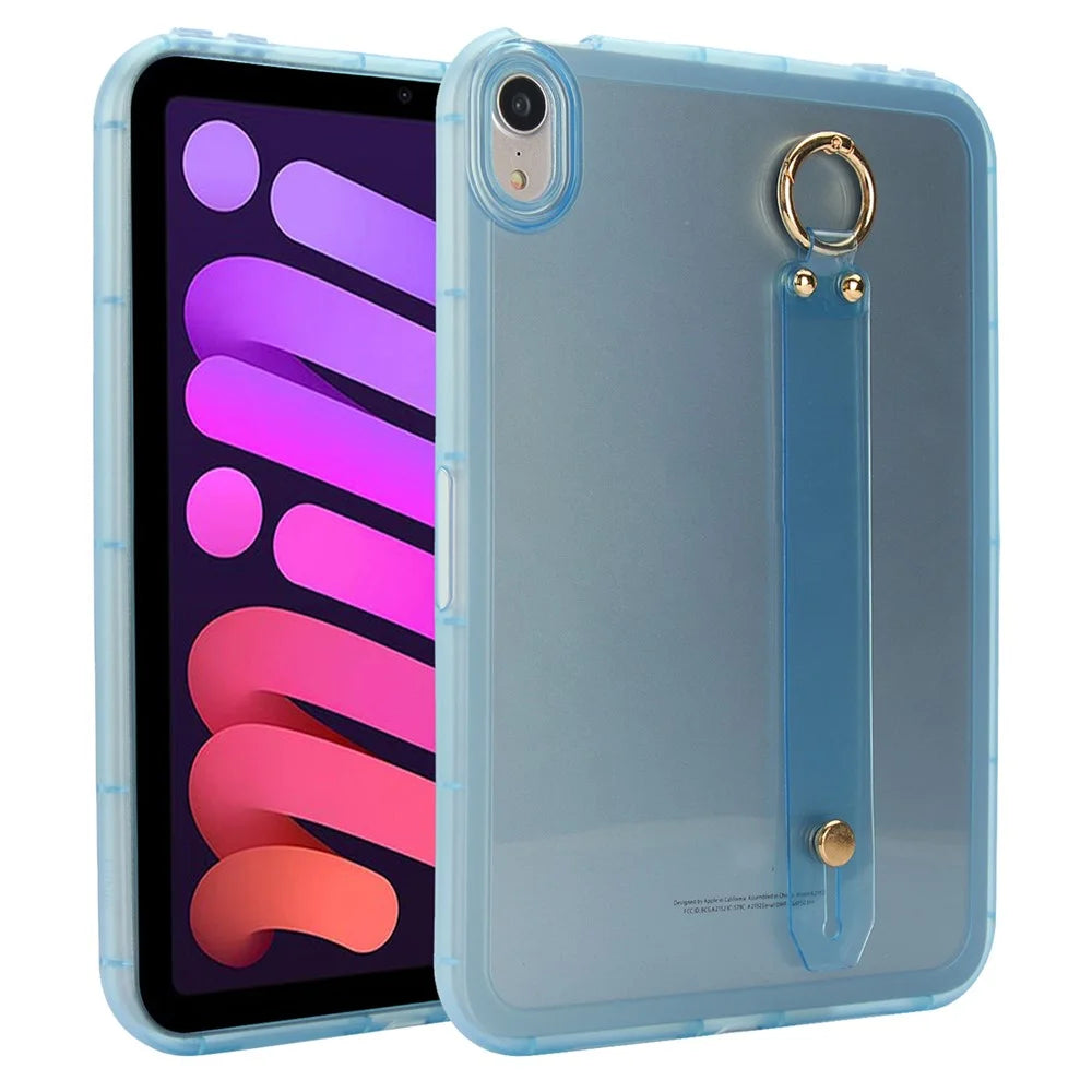 For iPad mini (2024)  /  (2021) Case Shockproof TPU Tablet Cover with Wristband - Blue - 1