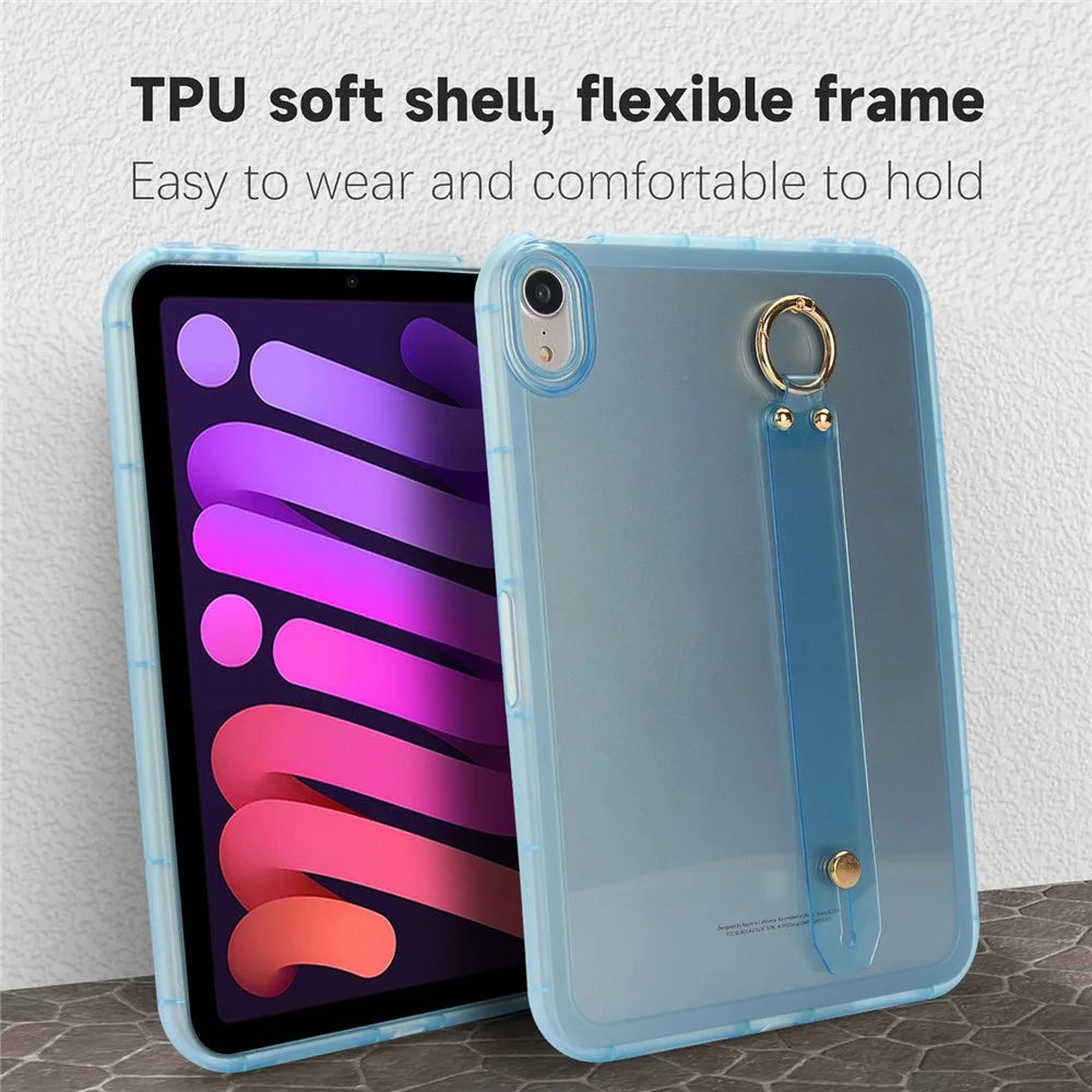 For iPad mini (2024)  /  (2021) Case Shockproof TPU Tablet Cover with Wristband - Blue - 3