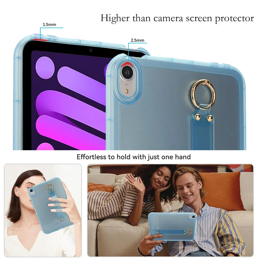 For iPad mini (2024)  /  (2021) Case Shockproof TPU Tablet Cover with Wristband - Blue - 5