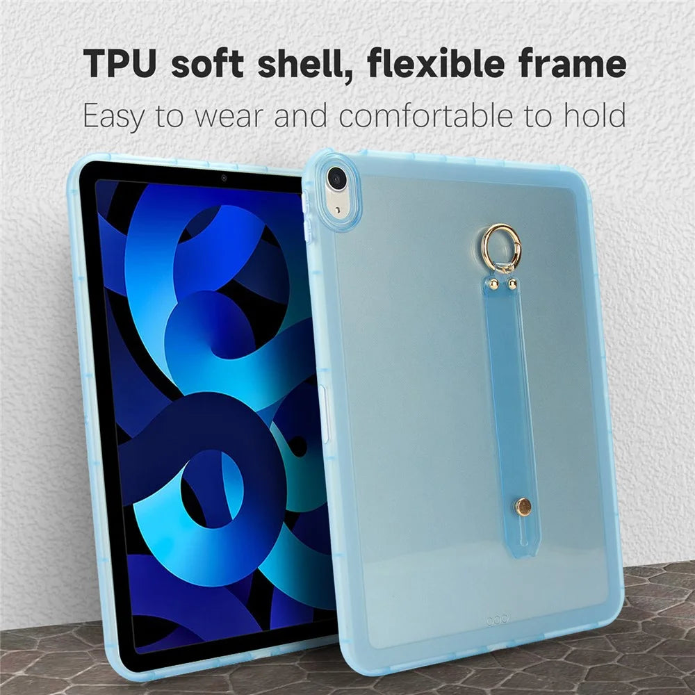 Tablet Case For iPad Air 11 (2026) / (2025) / (2024) / Air (2022) / (2020)  /  Pro 11-inch (2018) Shockproof TPU Cover with Wristband - Blue - 3