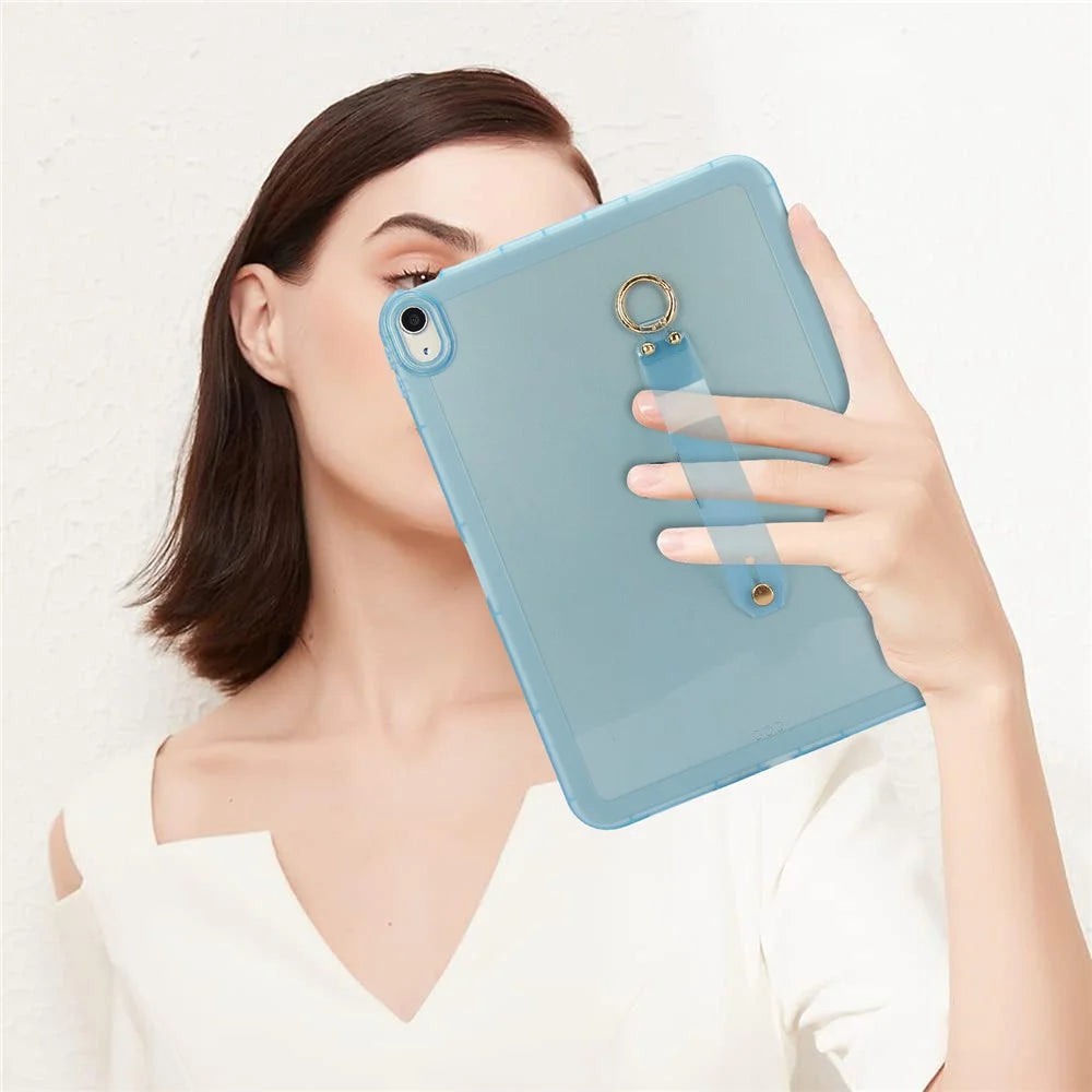Tablet Case For iPad Air 11 (2026) / (2025) / (2024) / Air (2022) / (2020)  /  Pro 11-inch (2018) Shockproof TPU Cover with Wristband - Blue - 4