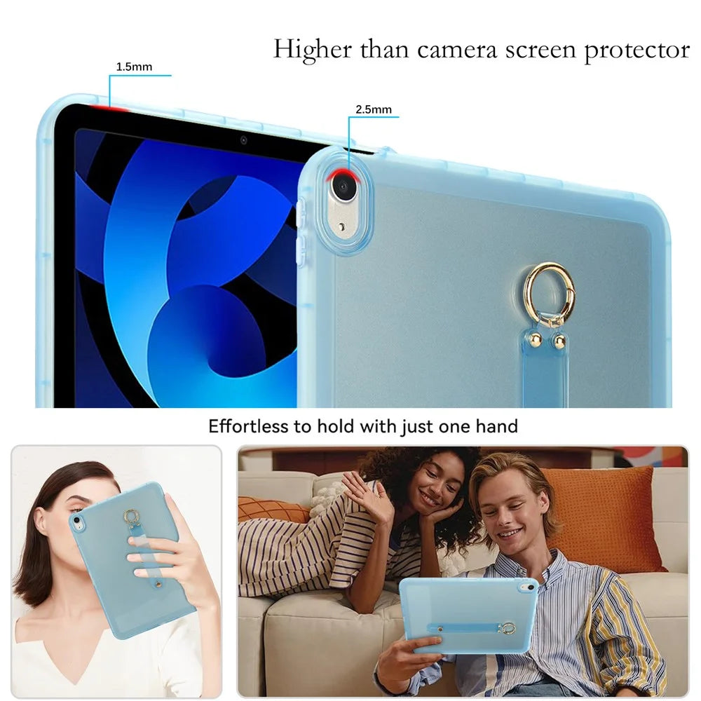Tablet Case For iPad Air 11 (2026) / (2025) / (2024) / Air (2022) / (2020)  /  Pro 11-inch (2018) Shockproof TPU Cover with Wristband - Blue - 5