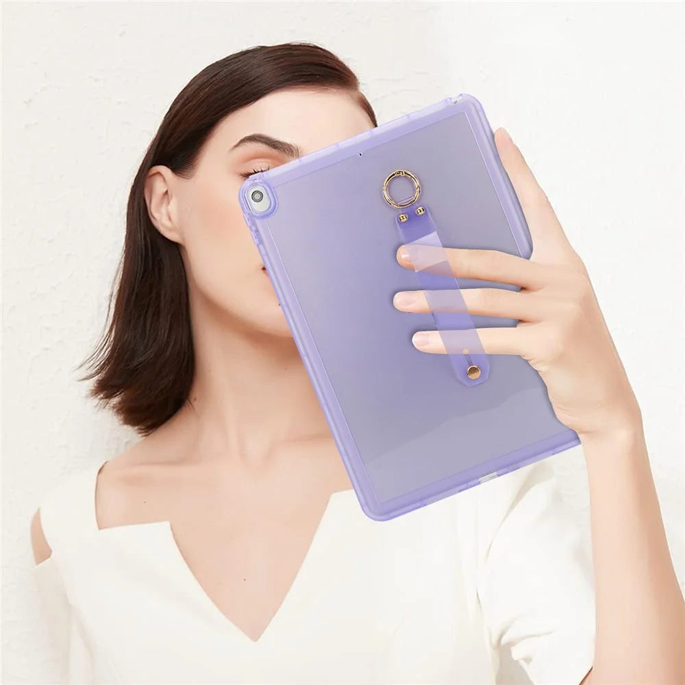For iPad Air 10.5 inch (2019) Case Shockproof TPU Tablet Cover with Wristband - Purple - 4
