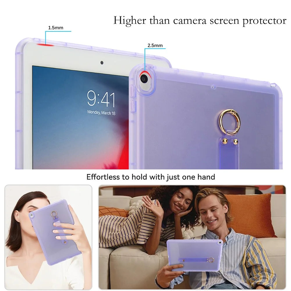 For iPad Air 10.5 inch (2019) Case Shockproof TPU Tablet Cover with Wristband - Purple - 5