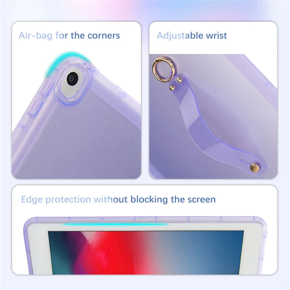 For iPad Air 10.5 inch (2019) Case Shockproof TPU Tablet Cover with Wristband - Purple - 6