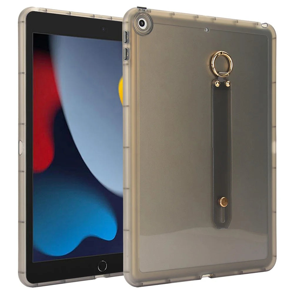 Tablet Case For iPad 10.2 (2021)  /  (2020)  /  (2019) Shockproof TPU Cover with Wristband - Black - 1