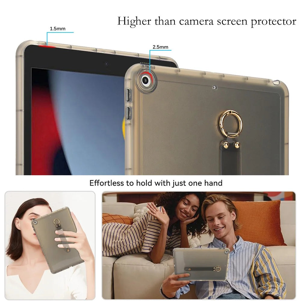 Tablet Case For iPad 10.2 (2021)  /  (2020)  /  (2019) Shockproof TPU Cover with Wristband - Black - 5
