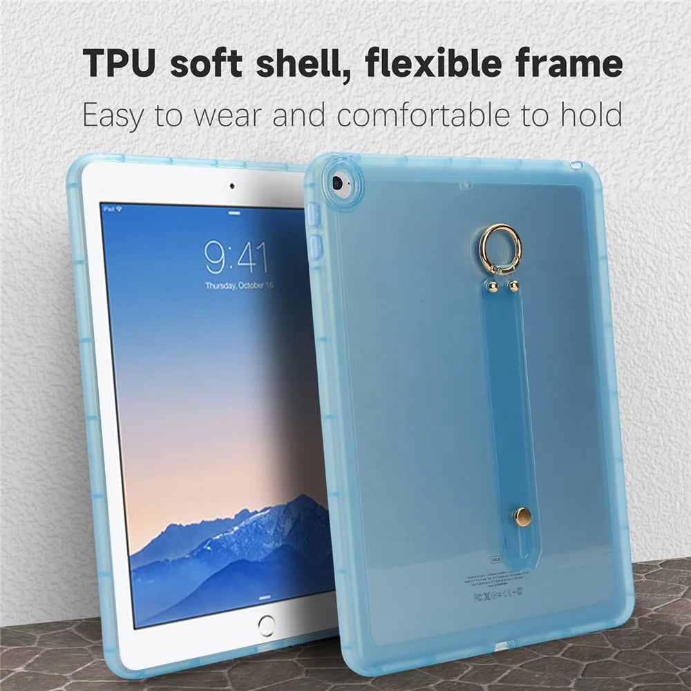 Tablet Case For iPad 9.7-inch (2018)  /  (2017)  /  Air 2 Shockproof TPU Cover with Wristband - Blue - 3