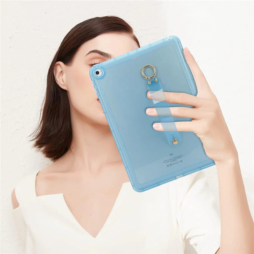 Tablet Case For iPad 9.7-inch (2018)  /  (2017)  /  Air 2 Shockproof TPU Cover with Wristband - Blue - 4