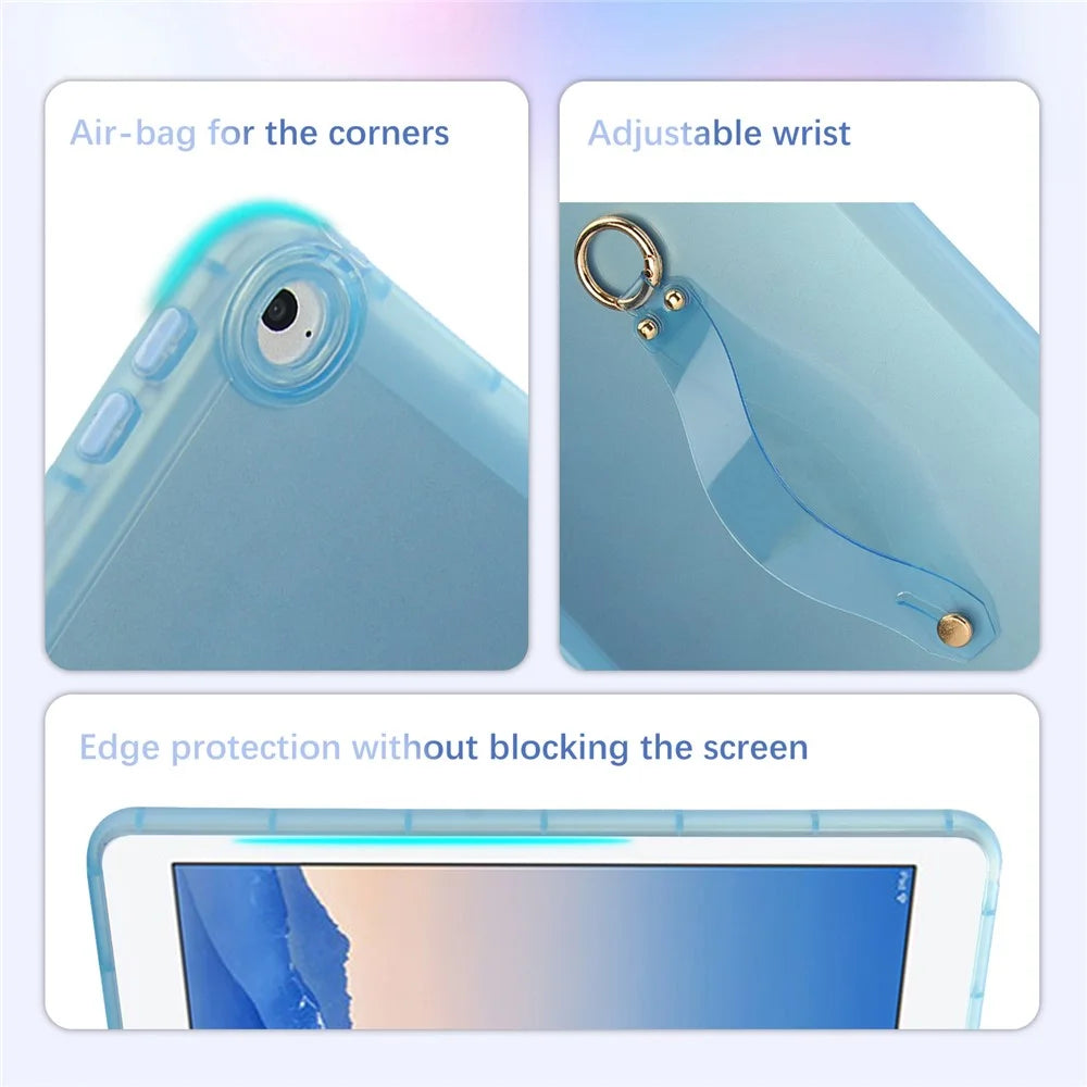 Tablet Case For iPad 9.7-inch (2018)  /  (2017)  /  Air 2 Shockproof TPU Cover with Wristband - Blue - 6