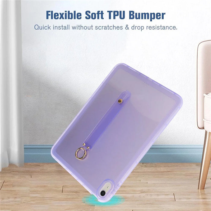For iPad (2025)  /  10.9 (2022) Case Shockproof TPU Tablet Cover with Wristband - Purple - 2