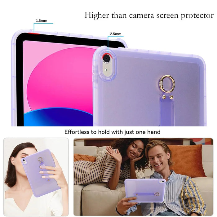 For iPad (2025)  /  10.9 (2022) Case Shockproof TPU Tablet Cover with Wristband - Purple - 5