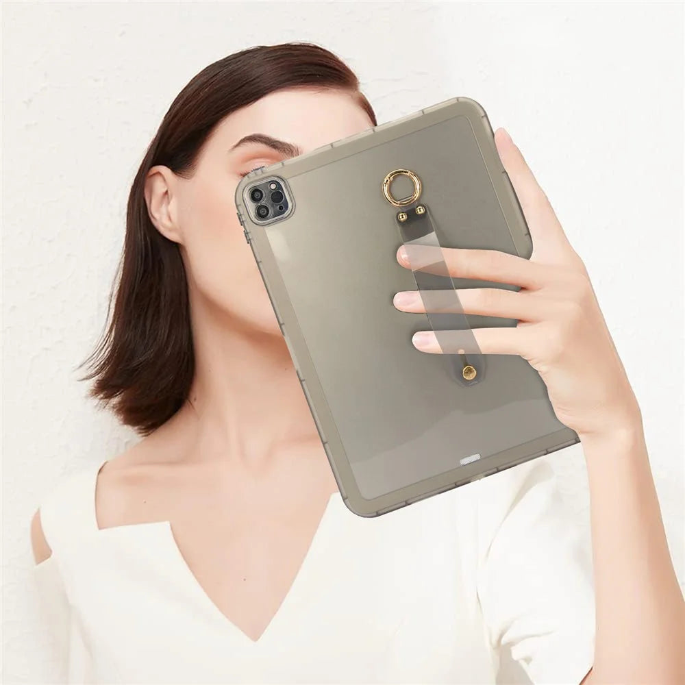 Tablet Case For iPad Pro 11 (2022)  /  (2021)  /  (2020) Shockproof TPU Cover with Wristband - Black - 4