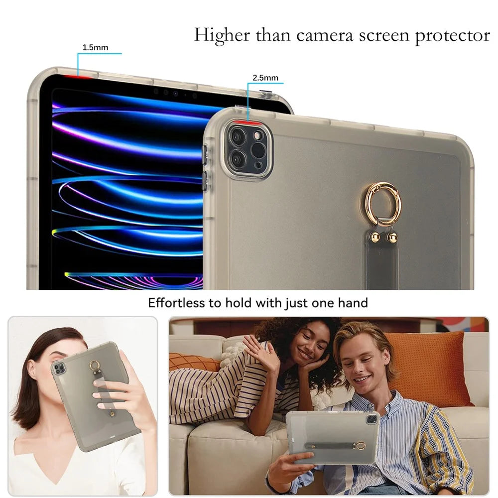 Tablet Case For iPad Pro 11 (2022)  /  (2021)  /  (2020) Shockproof TPU Cover with Wristband - Black - 5