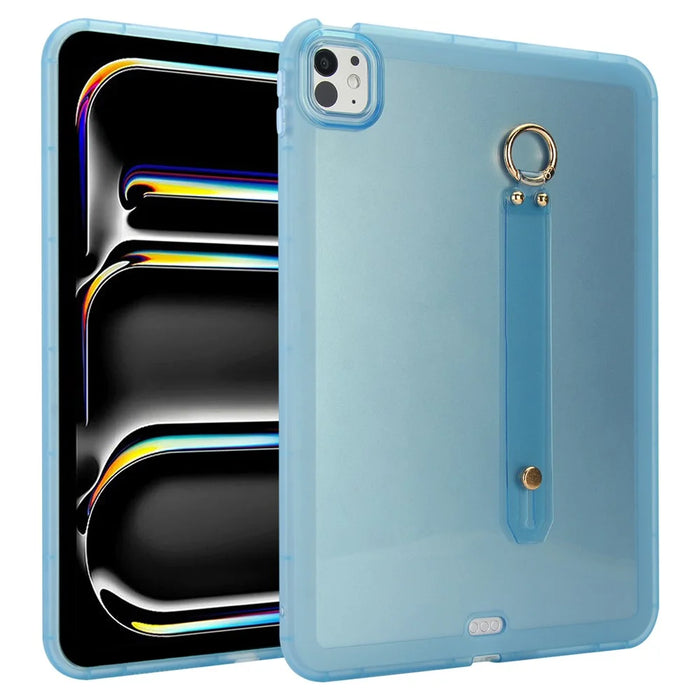 For iPad Pro 11 (2025) / 11 (2024) Case Shockproof TPU Tablet Cover with Wristband - Blue - 1