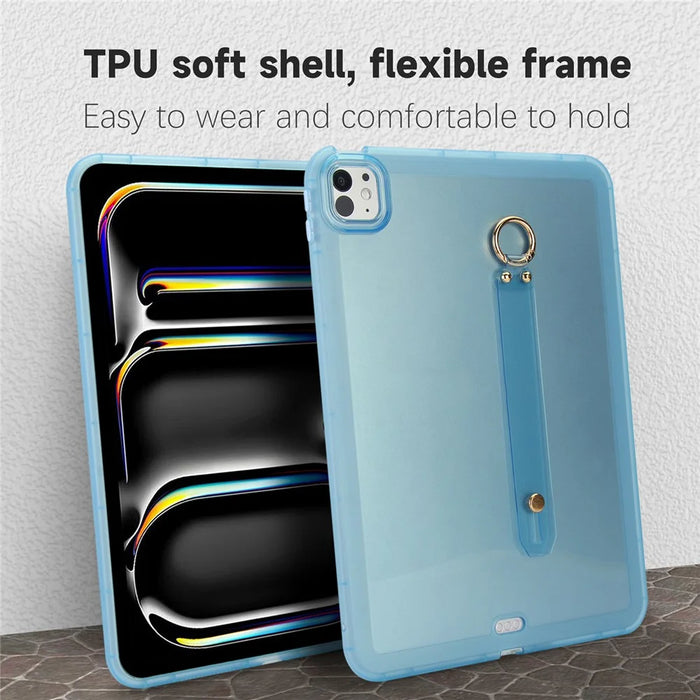 For iPad Pro 11 (2025) / 11 (2024) Case Shockproof TPU Tablet Cover with Wristband - Blue - 3