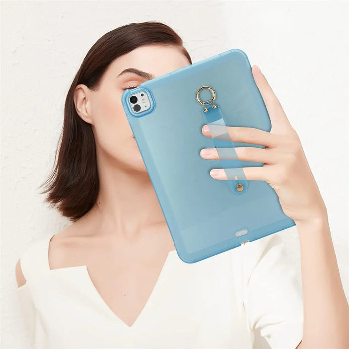 For iPad Pro 11 (2025) / 11 (2024) Case Shockproof TPU Tablet Cover with Wristband - Blue - 4