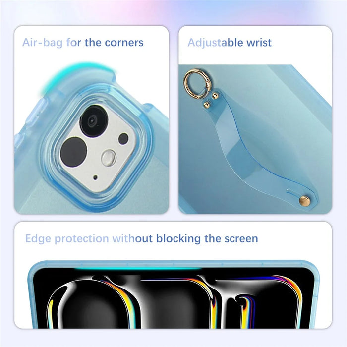 For iPad Pro 11 (2025) / 11 (2024) Case Shockproof TPU Tablet Cover with Wristband - Blue - 6