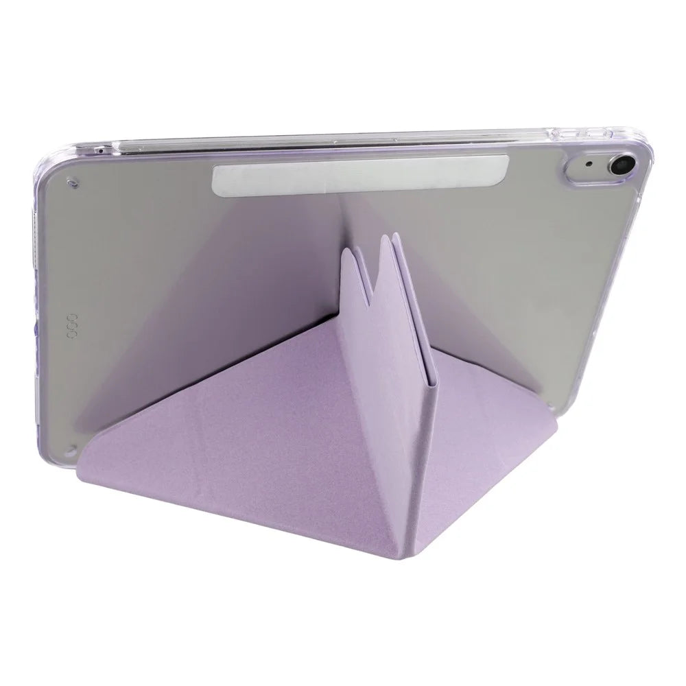 For iPad (2025)  /  10.9 (2022) Case Magnetic Dual Clasp PU TPU Acrylic Origami Stand Tablet Cover - Purple - 2