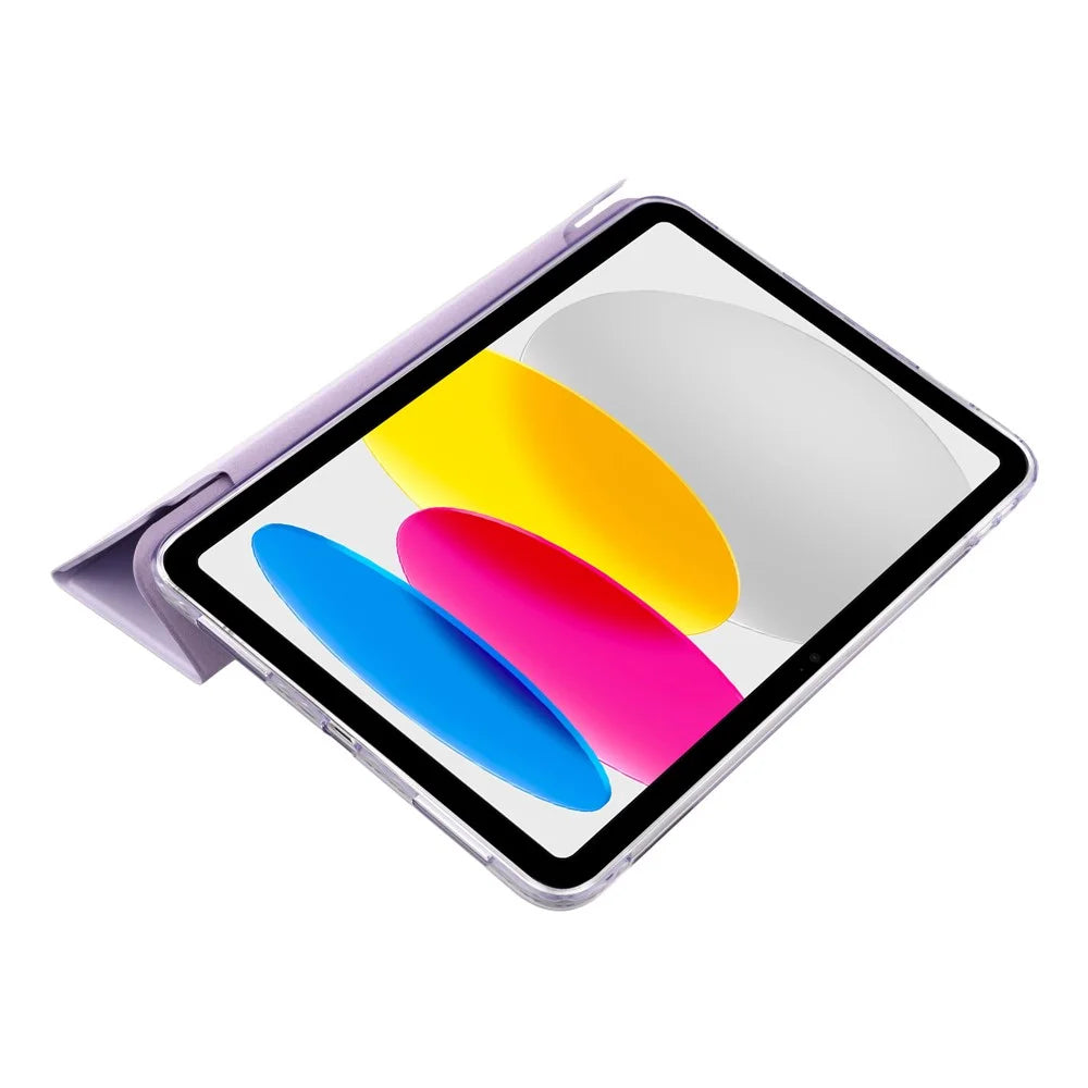 For iPad (2025)  /  10.9 (2022) Case Magnetic Dual Clasp PU TPU Acrylic Origami Stand Tablet Cover - Purple - 3