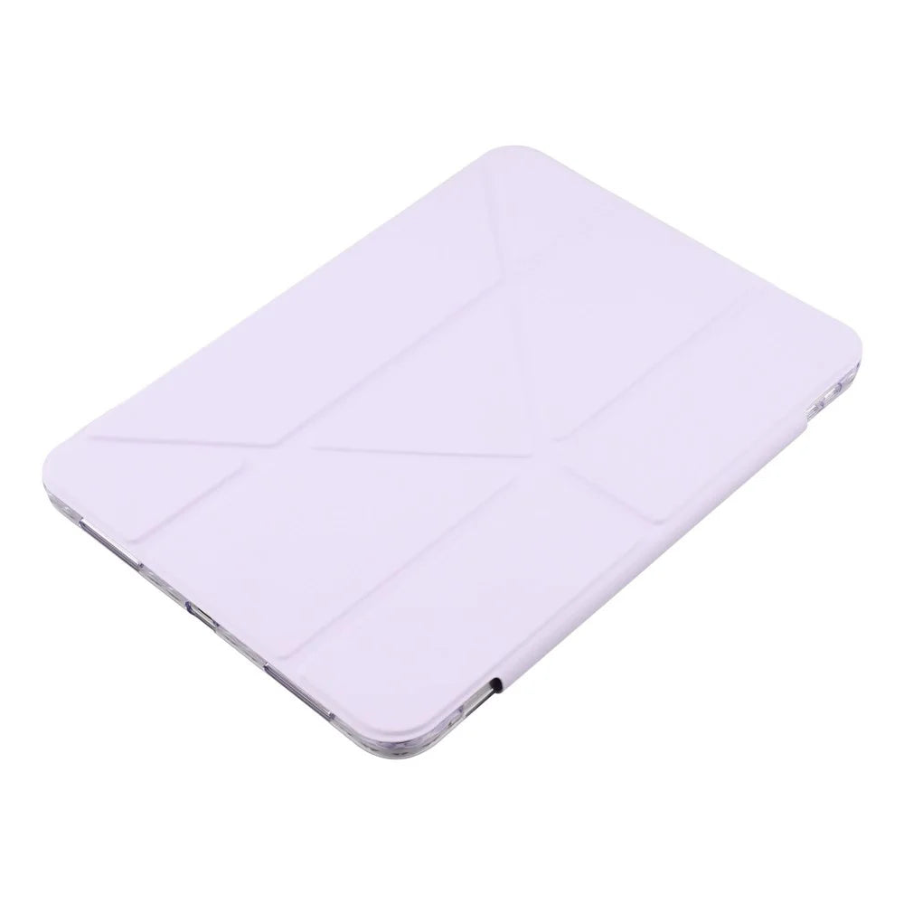 For iPad (2025)  /  10.9 (2022) Case Magnetic Dual Clasp PU TPU Acrylic Origami Stand Tablet Cover - Purple - 5