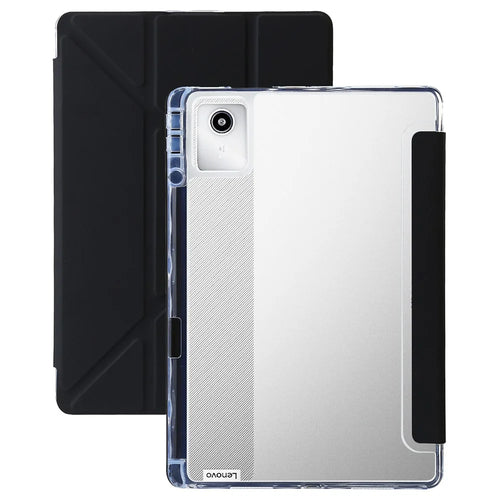 For Lenovo Tab K11 Gen 2 / Idea Tab / Xiaoxin Pad 11 2025 Case PU Leather Origami Stand Clear Tablet Cover - Black - 1