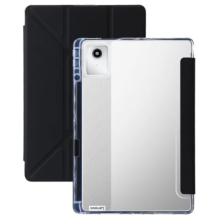 For Lenovo Tab K11 Gen 2 / Idea Tab / Xiaoxin Pad 11 2025 Case PU Leather Origami Stand Clear Tablet Cover - Black - 1