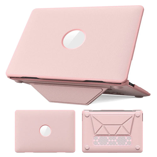 Laptop Case for MacBook Air 13 inch (2020) / (2018) A2337 M1 A2179 A1932 Kickstand PU TPU PC Notebook Protective Cover - Pink - 1