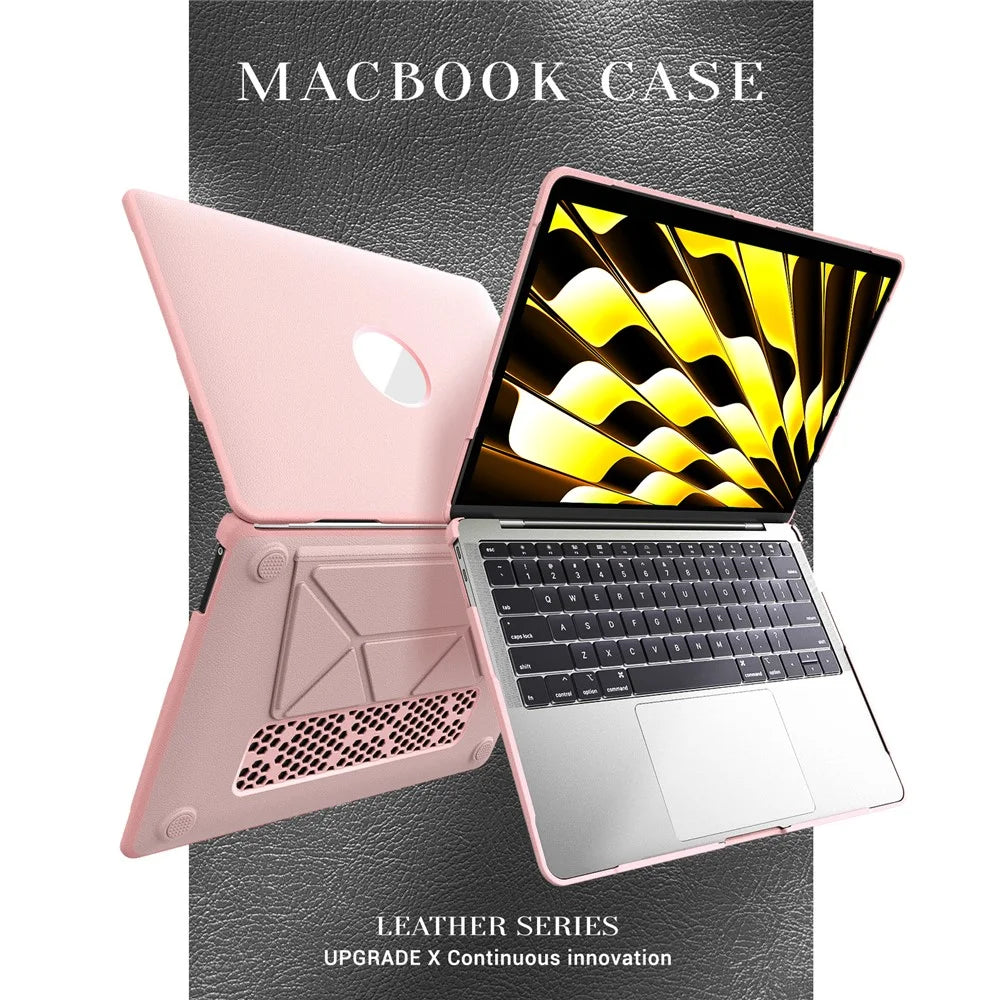 Laptop Case for MacBook Air 13 inch (2020) / (2018) A2337 M1 A2179 A1932 Kickstand PU TPU PC Notebook Protective Cover - Pink - 2