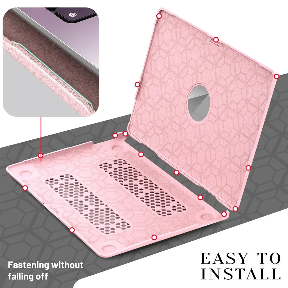 Laptop Case for MacBook Air 13 inch (2020) / (2018) A2337 M1 A2179 A1932 Kickstand PU TPU PC Notebook Protective Cover - Pink - 5
