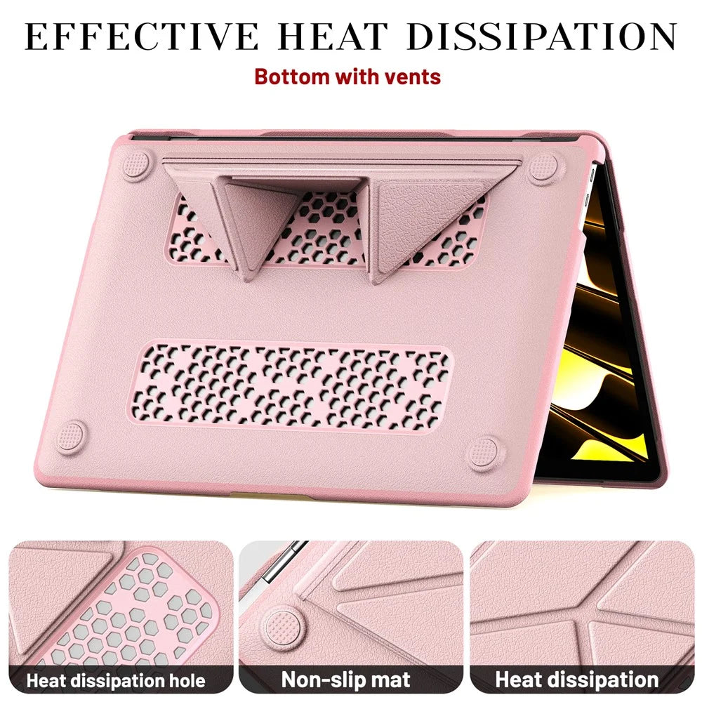 Laptop Case for MacBook Air 13 inch (2020) / (2018) A2337 M1 A2179 A1932 Kickstand PU TPU PC Notebook Protective Cover - Pink - 6