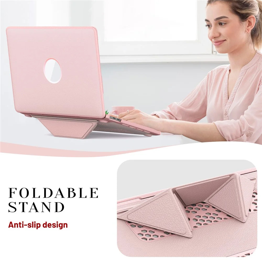 Laptop Case for MacBook Pro 13 inch (2020) / (2019) / (2018) / (2017) / (2016) / A1706 / A1708 / A1989 / A2159 / A2338 / A2289 / A2251 Notebook Kickstand Cover - Pink - 3