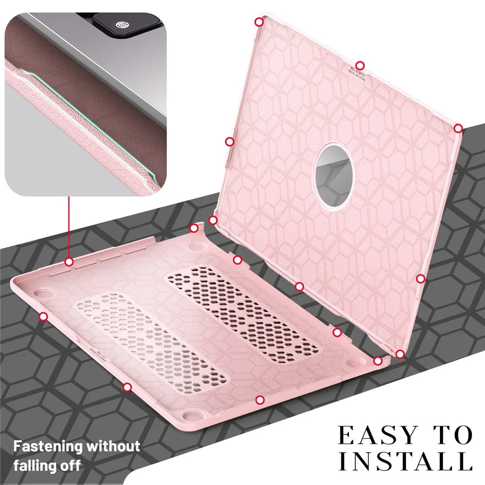 Laptop Case for MacBook Pro 13 inch (2020) / (2019) / (2018) / (2017) / (2016) / A1706 / A1708 / A1989 / A2159 / A2338 / A2289 / A2251 Notebook Kickstand Cover - Pink - 5
