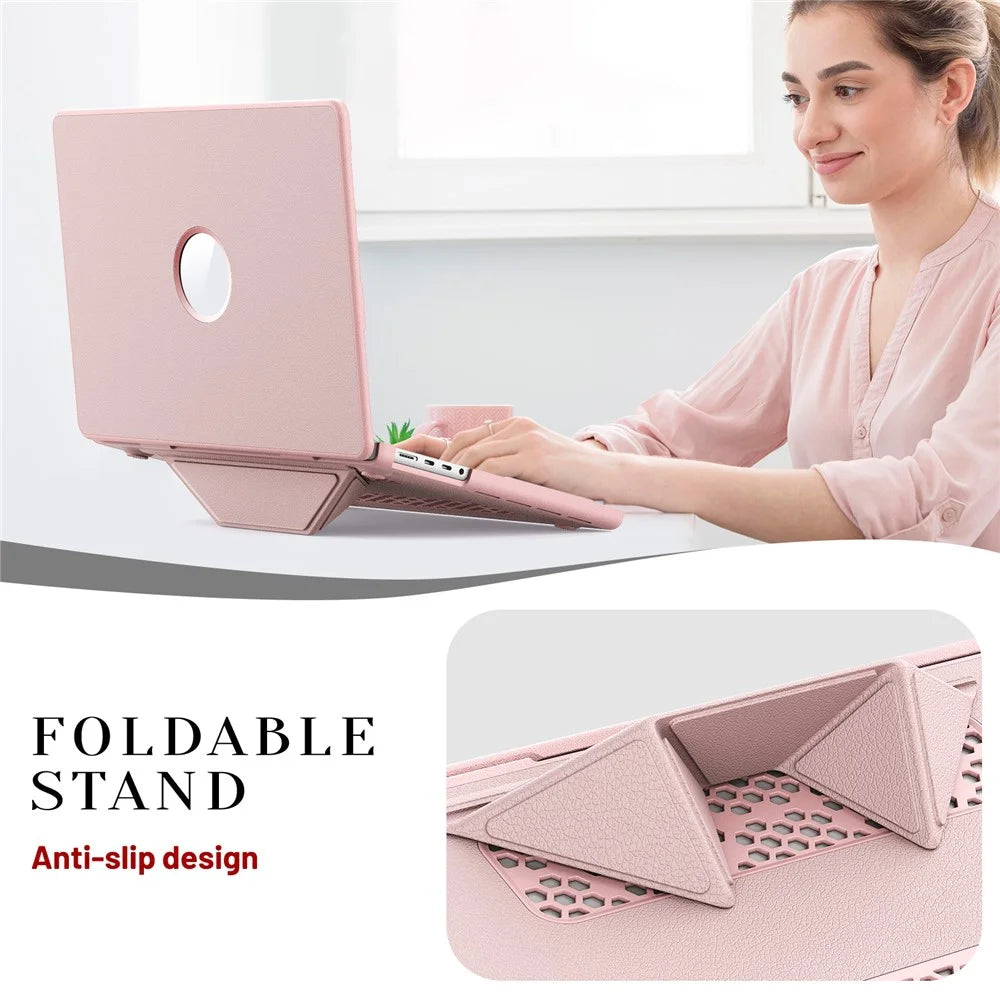 Laptop Case for MacBook Pro 14 inch (2026) A3427 A3426 / (2025) A3434 A3112 A3185 A3401 / (2024) A2918 A2992 / (2023) A2779 / (2022) / (2021) A2442 Notebook Kickstand Cover - Pink - 3