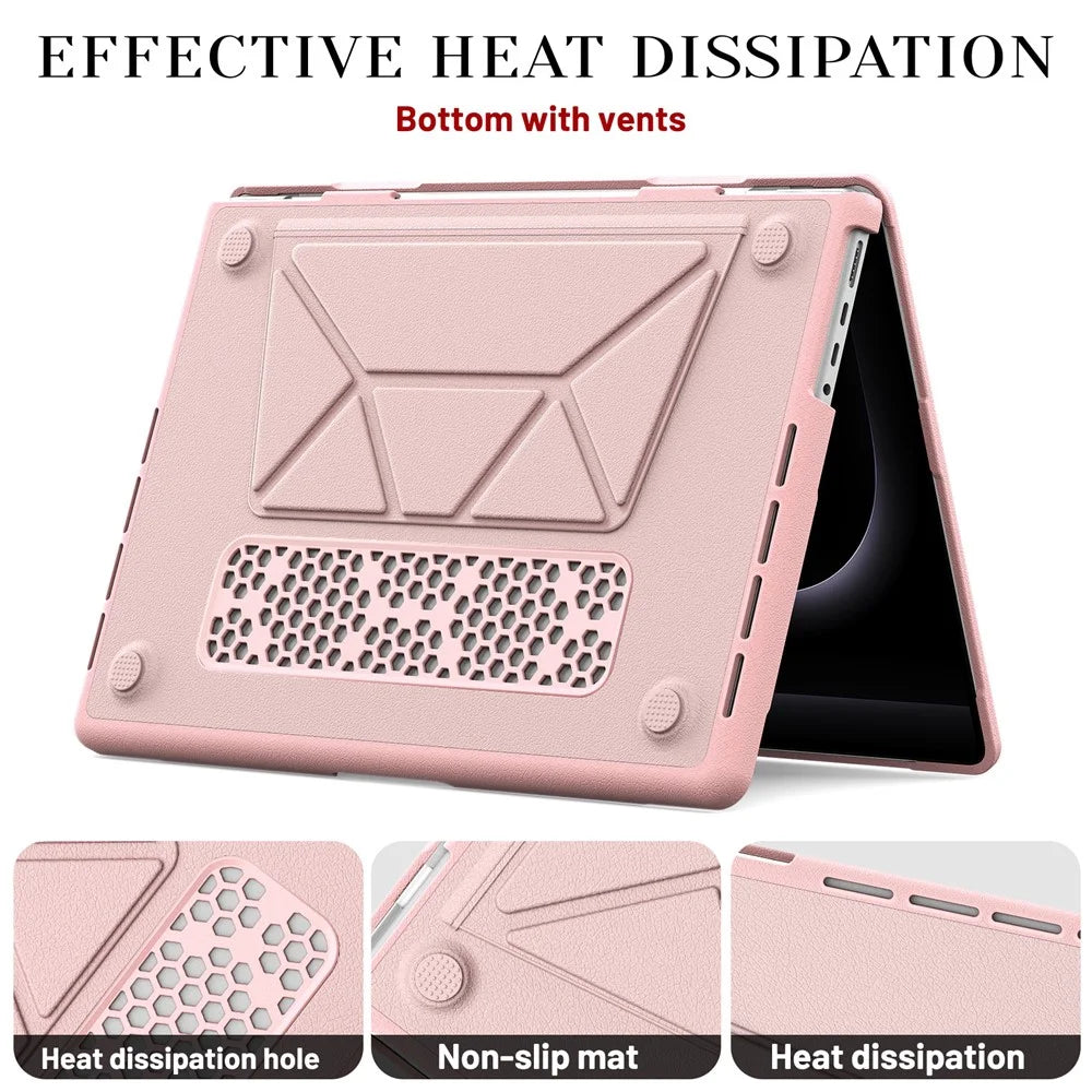 Laptop Case for MacBook Pro 14 inch (2026) A3427 A3426 / (2025) A3434 A3112 A3185 A3401 / (2024) A2918 A2992 / (2023) A2779 / (2022) / (2021) A2442 Notebook Kickstand Cover - Pink - 6