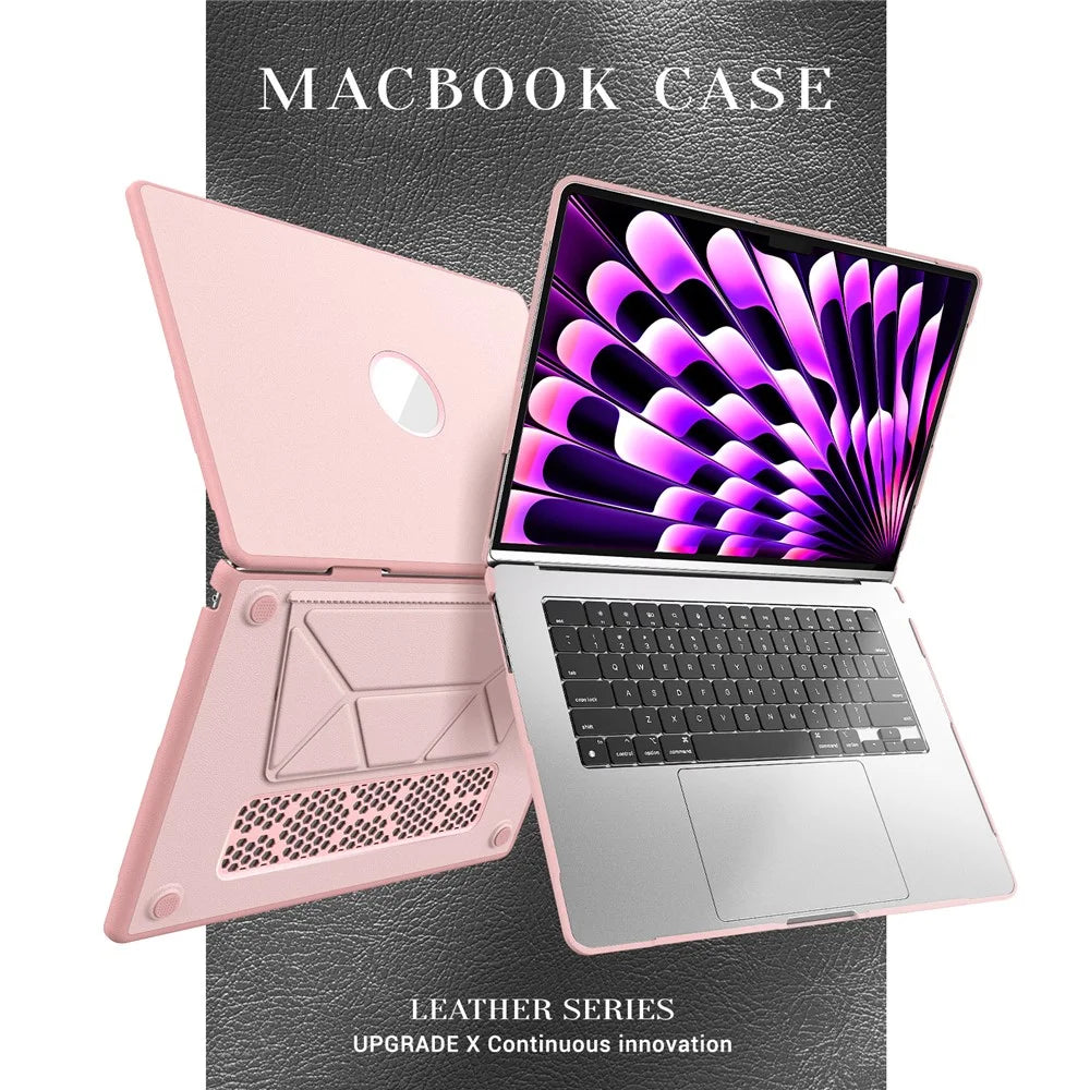 Laptop Case for MacBook Air 15 inch (2026) A3448 / (2025) A3241 / (2024) A311 / (2023) A2941 Notebook Kickstand Cover - Pink - 2