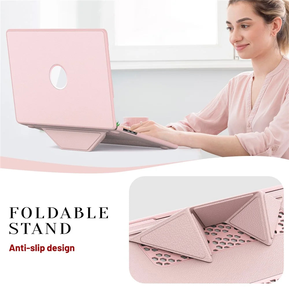Laptop Case for MacBook Air 15 inch (2026) A3448 / (2025) A3241 / (2024) A311 / (2023) A2941 Notebook Kickstand Cover - Pink - 3